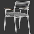 Modern Minimalist Chair With Black Metal Frame Wooden Armrests And Gray Padded Seat