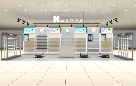 Modern Shoe Store Sports Cabinet 3d model
