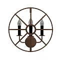 Vintage Metal Wall Sconce With Spherical Frame And Three Bulbs Design
