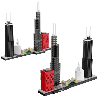 Modern Lego Chicago Lego Ornaments 3d model