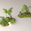 Arbor Landscapes With Green Ferns Rocks Moss And Small Light Features