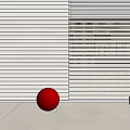 White Venetian Blinds In Modern Interior With Red Ball And Smooth Tabletop 3d model