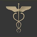 Luxurious Golden Furniture With Winged Caduceus And Coiled Snake Design