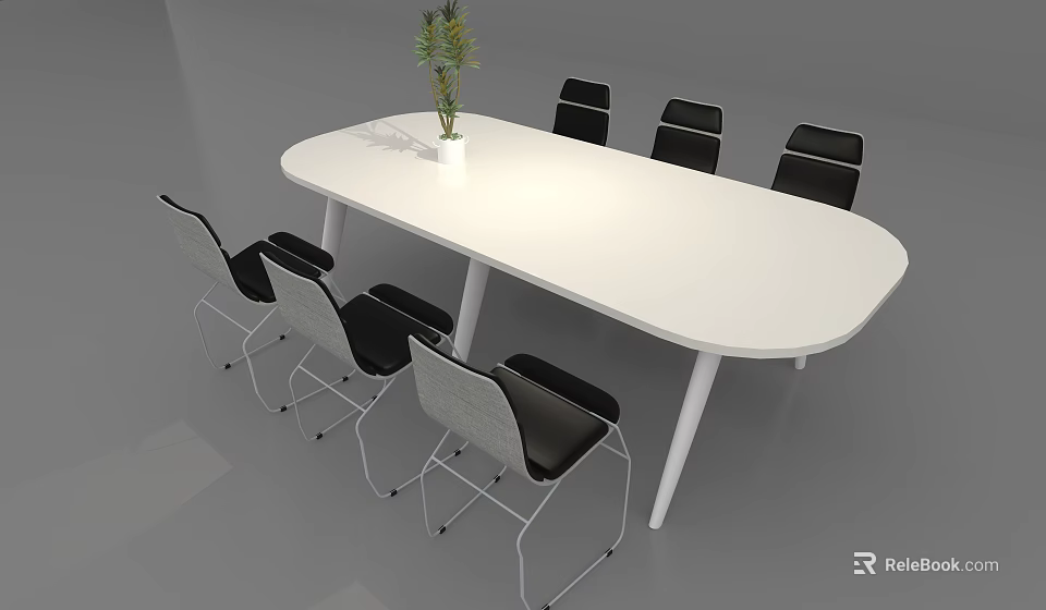 Modern Office Chairs With Black Gray Seats And Metal Frames In Conference Room Setup 3d model 
