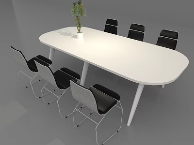 Modern Office Chairs With Black Gray Seats And Metal Frames In Conference Room Setup 3d model