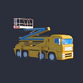 Yellow Telescopic Boom Utility Vehicle With Aerial Work Platform And Guardrail
