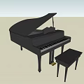 Elegant Black Grand Piano With Matching Wooden Stool Musical Instrument