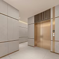 Modern Elevator Hall Interior With Unit 2 Sign And White Wall Design 3d model