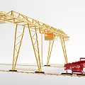 Industrial Equipment Yellow Gantry Crane With Metal Structure Red Tracks And Red Equipment