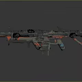 Futuristic Tactical Rifle With Camouflage Pattern Neon Red Green Lights Mechanical Structure And Modern Design