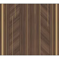 Elegant Wooden Accent Wall With Herringbone Pattern And Golden Decorative Lines 3d model