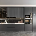 Modern Kitchen With Dark Cabinets Glass Door Upper Units And Stainless Steel Appliances