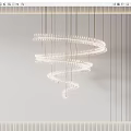 Modern Luxury Spiral Shaped White Chandelier Hanging in Minimalist Interior Space