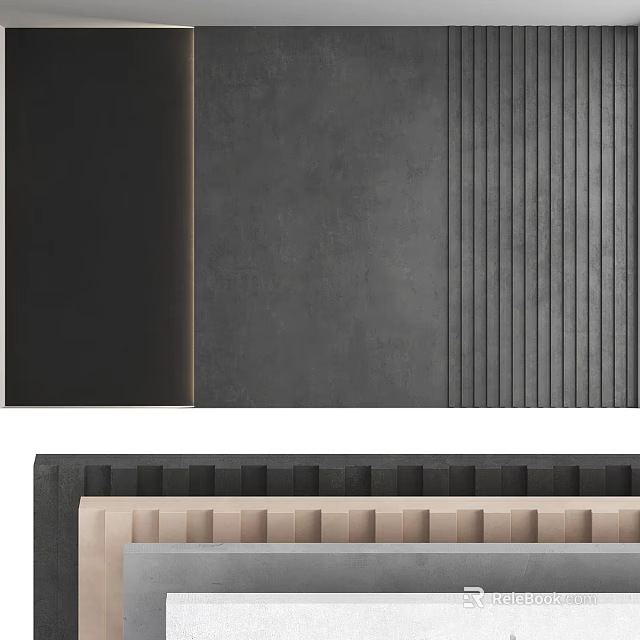 Modern Textured Wall Hanging Decor With Black Gray Stripes And Beige Details 3d model 