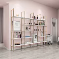Beauty Salon Interior Design With Pink Chairs White Gold Shelves Green Plants And Beauty Products