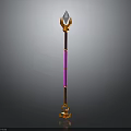 Golden Purple Rod Weapon With Diamond Shaped Ornament And Base