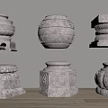 Chinese style column foundation combination 3d model
