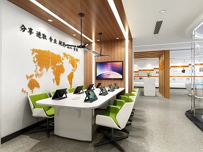 Modern public office area office reception meeting room 3d model