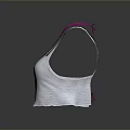 Stylish White Ribbed Tank Top With Pink Crisscross Back Straps