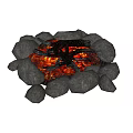 Garden Fire Pit Feature With Stone Circle And Burning Logs Creating Warm Red Glow 3d model