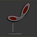 Modern Leisure Chair With Red Upholstery And Silver Metal Frame Round Base