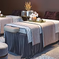 Luxury Massage Beds In Elegant Spa Room With Stools Flower Vases And Coat Hanger
