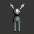 Animated Blue Creature Character With Yellow Markings Pointed Ears And Striped Tail 3D Model Figure