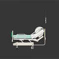 Hospital Bed Medical Equipment with Adjustable Features Control Panel Wheels and Green Mattress