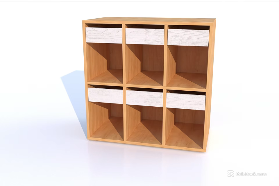 Light Wood Storage Shelf Unit With Multiple Open Compartments For Home Organization 3d model 