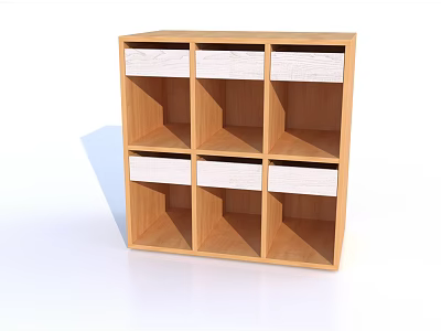 Light Wood Storage Shelf Unit With Multiple Open Compartments For Home Organization 3d model