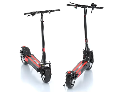 Modern Electric Scooter With Black Frame Red Accents And Dual Wheels Standing Design 3d model