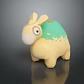 Cartoon Style Game Movie Character With Cute Yellow Body Green Back And Large Upright Ears