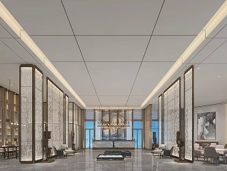 Modern Hall Hotel Lobby 3d model