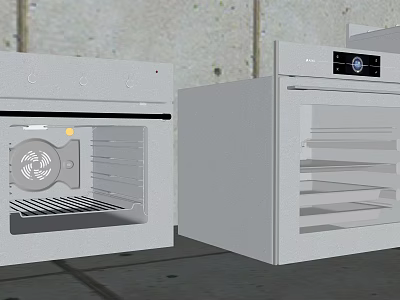 White Built in Kitchen Appliances Oven with Interior Fan Racks and Steamer Display Panel 3d model