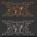 Traditional Floral Carved Patterns With Geometric Borders In Gold And Silver Design