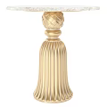 Elegant Modern Gold Side Table With Woven Top And Fluted Base For Living Room Decor