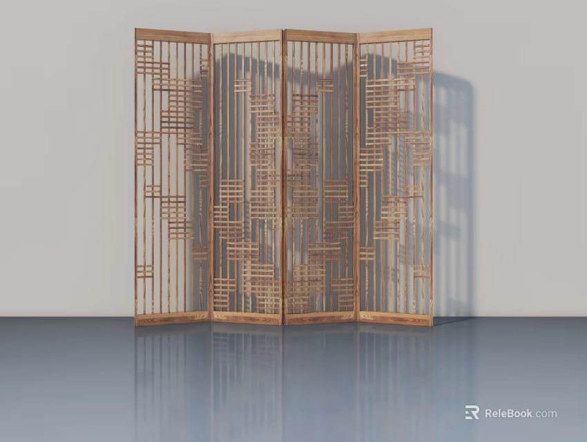 Wooden Swing Door With Modern Geometric Pattern Design For Interior Decoration 3d model