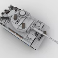 Building Blocks Tank Model With Long Cannon Turret And Blue Track Wheels