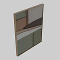 Modern Abstract Painting With Soft Beige Brown Green And White Geometric Patterns