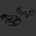 Game Movie Dinosaur Character With Open Mouth Blue Stripes And Sharp Teeth