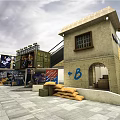 Detailed CF Game Scene With Military Style Buildings Flags And Crates