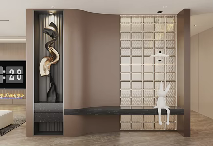 Italian porch partition glass partition decorative porch 3d model