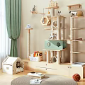 Cat Furniture Setup With Tree Cozy Bed Shelves Toys And Wooden Cabinet