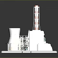 Industrial Building Facility Featuring Cylindrical Structure White Main Body And Red White Tower Components 3d model