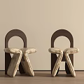 Modern Design Stools With Brown Backrests And Cream Seats In Indoor Setting