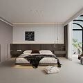 Modern Bedroom Interior Design With Bed Nightstand Wardrobe And Floor to Ceiling Window