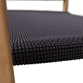 Stylish Wooden Frame Single Chair With Black Cushion And Metal Support