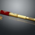 Commercial Equipment Golden Telescope With Red Decorative Band And Small Ring Accessory