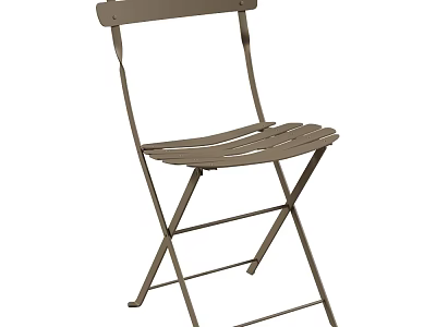 Brown Metal Folding Lounge Chair With Slatted Seat And Backrest Design 3d model