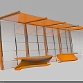 Orange Modern Canopy With Transparent Panels And Outdoor Comfortable Seats